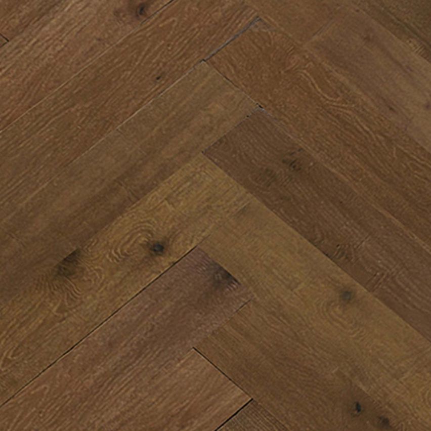 Wire Brushed Pulpis Brown Herringbone White Oak Flooring - 5